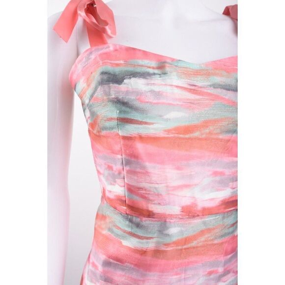 Aidan Mattox Womens Burnout Maxi Dress Gown High Low Sz 8 Pink Green NWT - Picture 4 of 8